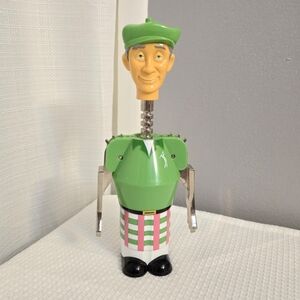 Vtg Golfer Wine opener Corkscrew Retro Barware Bar Humor